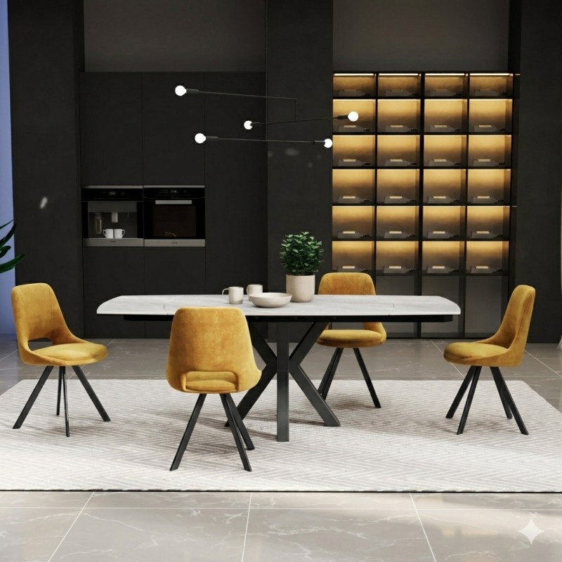 THEO Ceramic Argento Grey Matt Extending Dining Table (120/180cm)