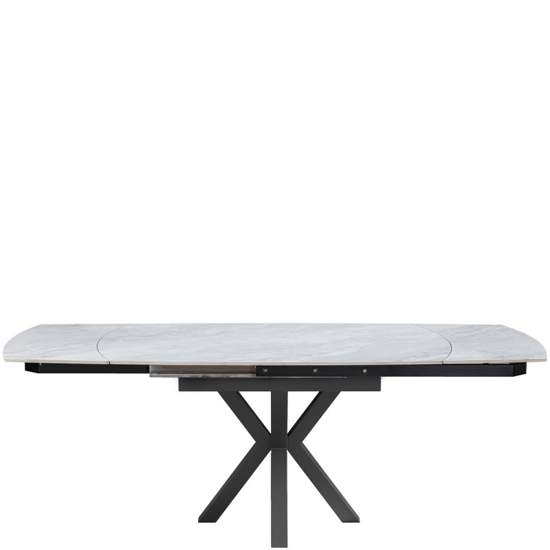 THEO Ceramic Pearla Grey Gloss Extending Dining Table (120/180cm)