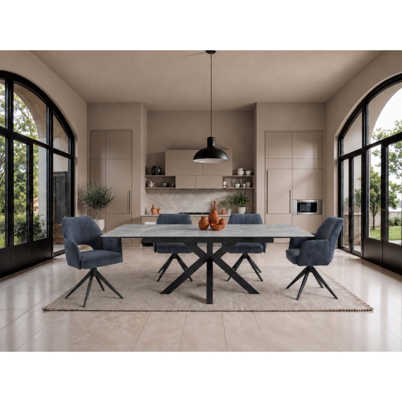 Mario Ceramic Pearla Grey Gloss Extending Dining Table (160/200/240cm)