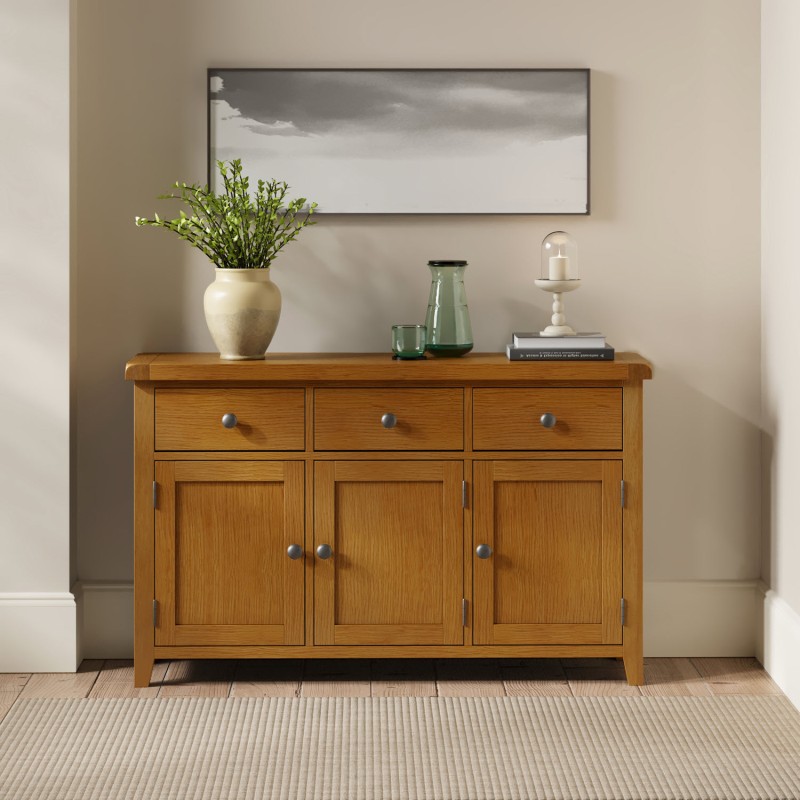 Barton Oak Living & Dining 3 Door 3 Drawer Sideboard
