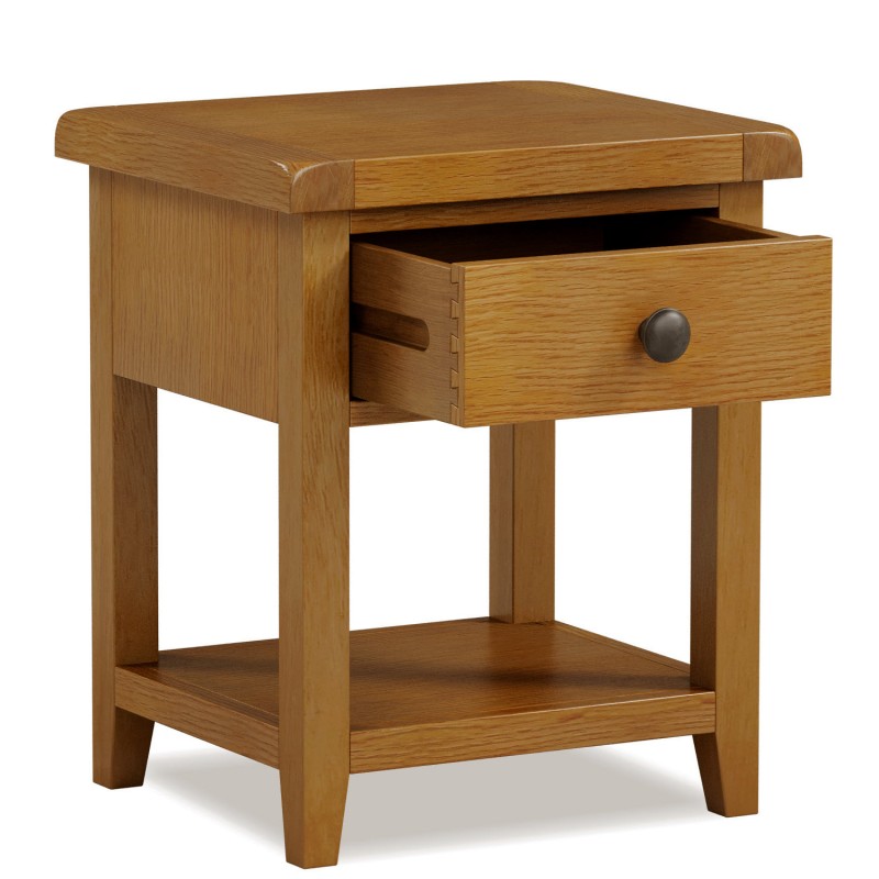 Barton Oak Living & Dining Lamp Table With Drawer
