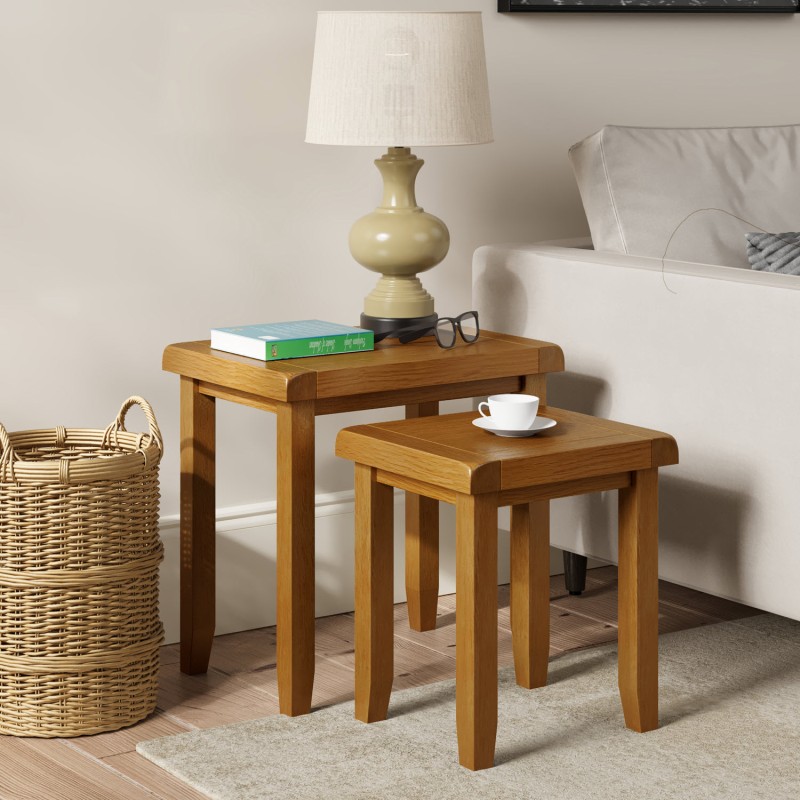 Barton Oak Living & Dining Nest Of 2 Tables