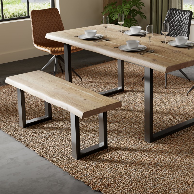 ACACIA LIVE EDGE 125 cm U LEG BENCH