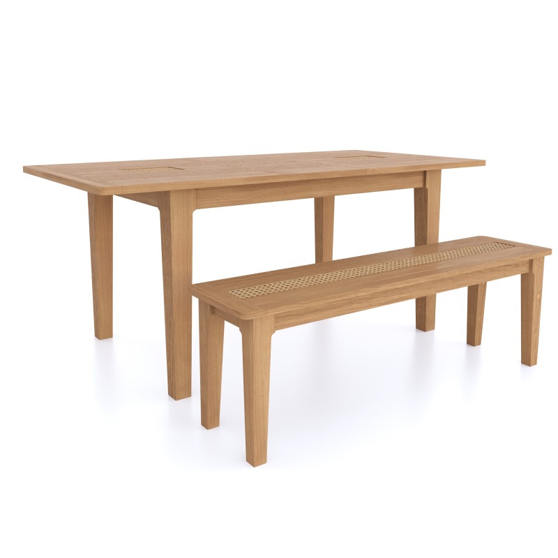 Elegans Natural Oak Extending Dining Table With 2 Chairs and 1 Bench