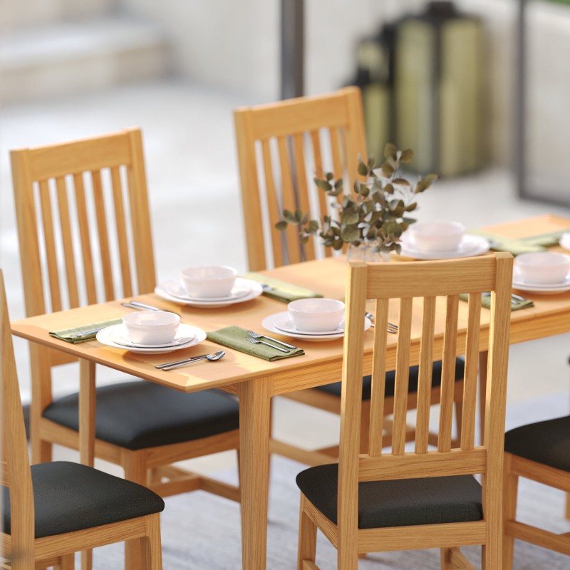 Saxbie Oak Extended 120cm To 160cm Dining Table and 4 Chairs
