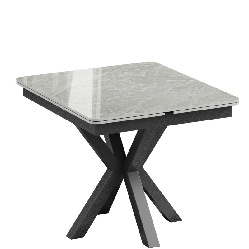 CARLO Petite Ceramic Extending Argento Grey - EXT Gloss 90/120/150 With 4 Chairs