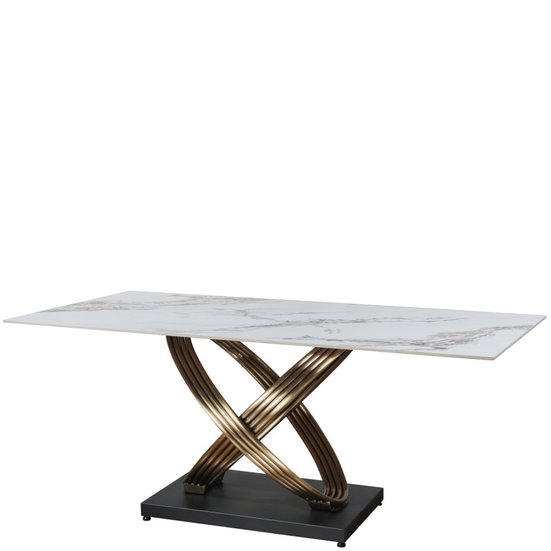 MATTIA Ceramic Pierre Dawn - Fixed Gloss 180 cm With 4 Chairs