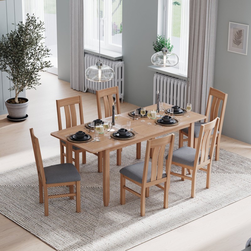 Harlyn Natural Oak 160/200cm Extending Dining Table With 6 Chairs