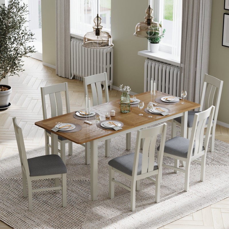Harlyn Painted 160/200cm Extending Dining Table With 6 Chairs