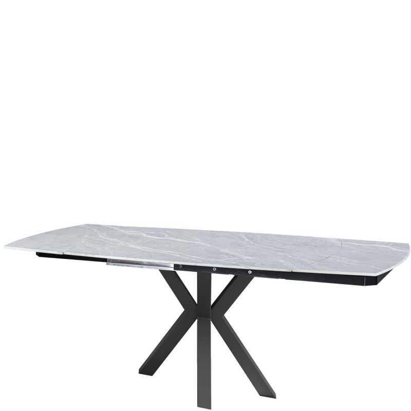 THEO Ceramic Argento Grey Matt Extending Dining Table Set with 6 Chairs (120/180cm)