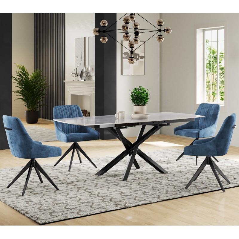 ENZO Ceramic Pearla Grey - EXT Gloss 120/180 With 4 Chairs