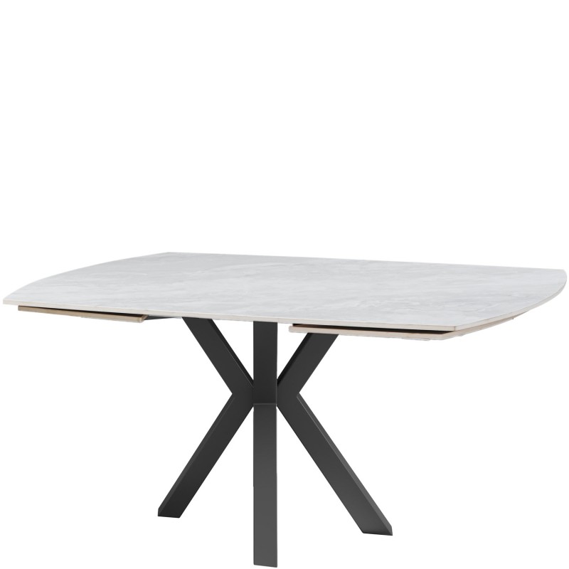 THEO Ceramic Pearla Grey Gloss Extending Dining Table Set With 6 Chairs (120/180cm)