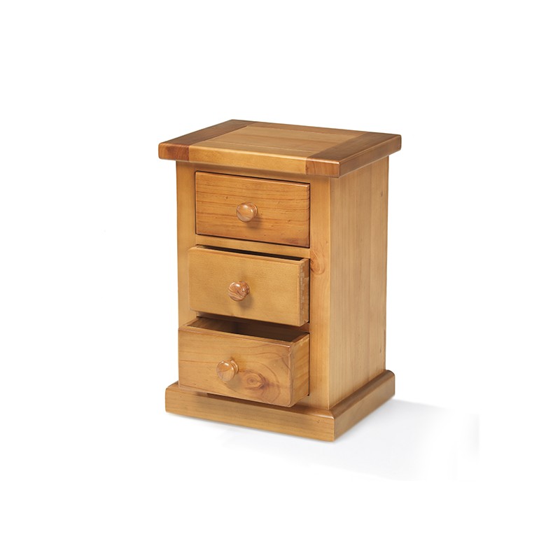 Chunky Pine 3 Drawer Bedside Cabinet