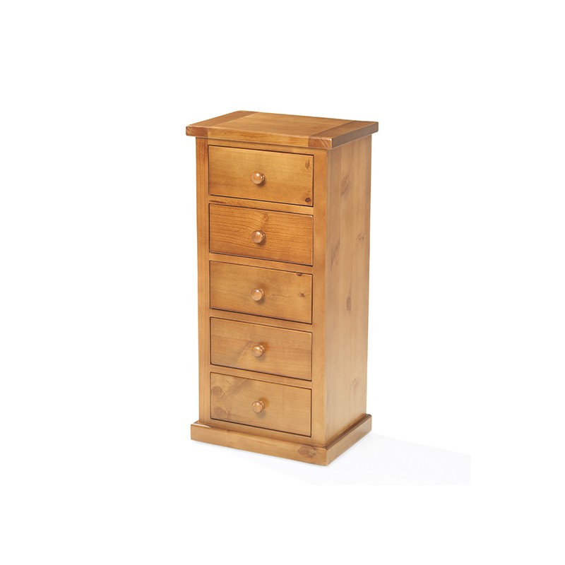 Chunky Pine 5 Drawer Tall Chest of Drawers Lifestyle Furniture UK