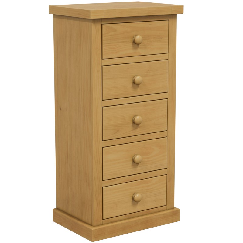 Chunky Pine 5 Drawer Tall Chest of Drawers