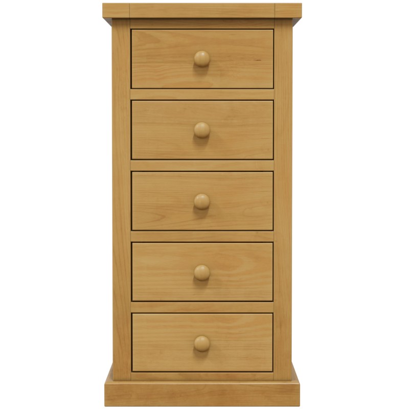 Chunky Pine 5 Drawer Tall Chest of Drawers