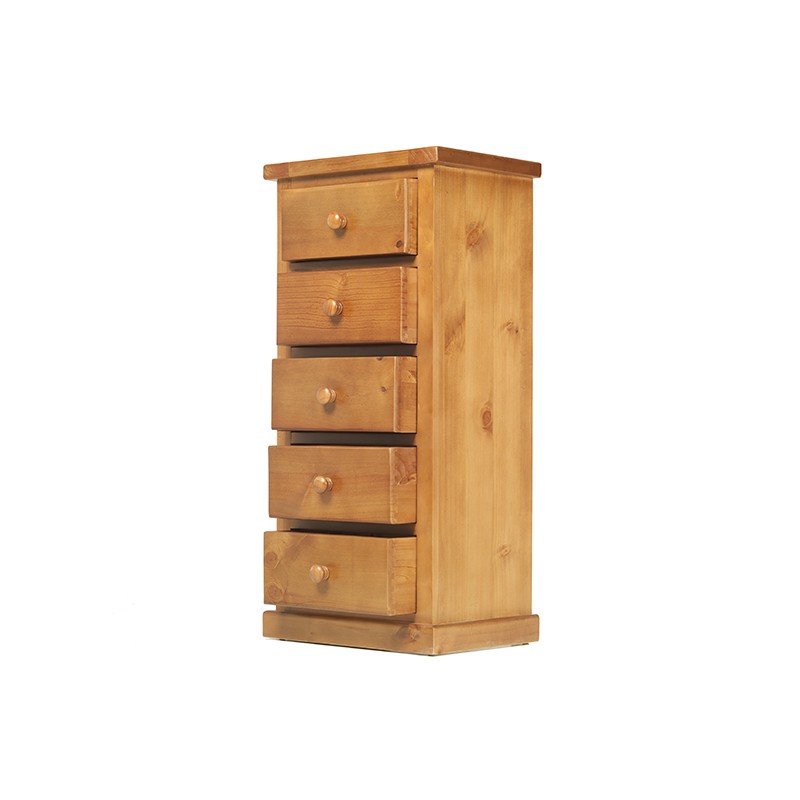 Chunky Pine 5 Drawer Tall Chest of Drawers
