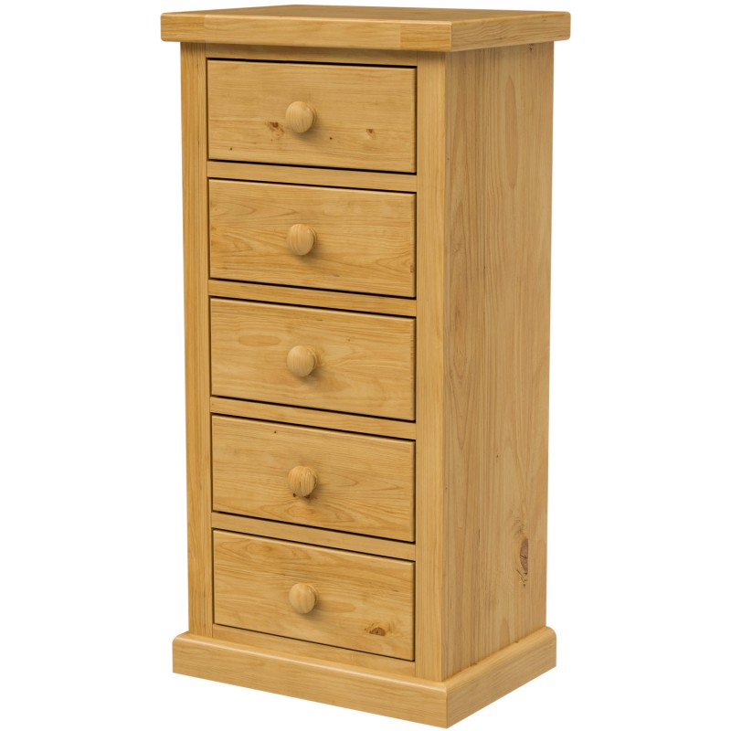 Chunky Pine 5 Drawer Tall Chest of Drawers