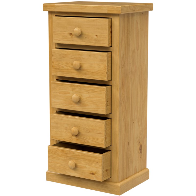 Chunky Pine 5 Drawer Tall Chest of Drawers