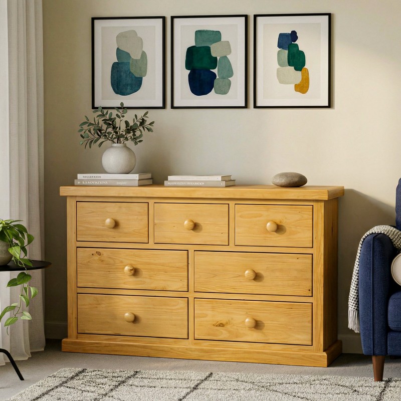 Chunky Pine 3 Over 4 Chest of Drawers