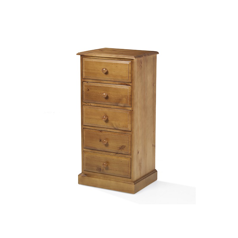 Country Pine 5 Drawer Tall Chest of Drawers