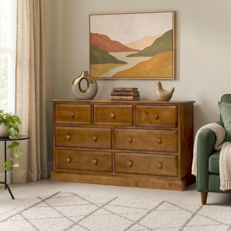 Country Pine 3 Over 4 Chest of Drawers