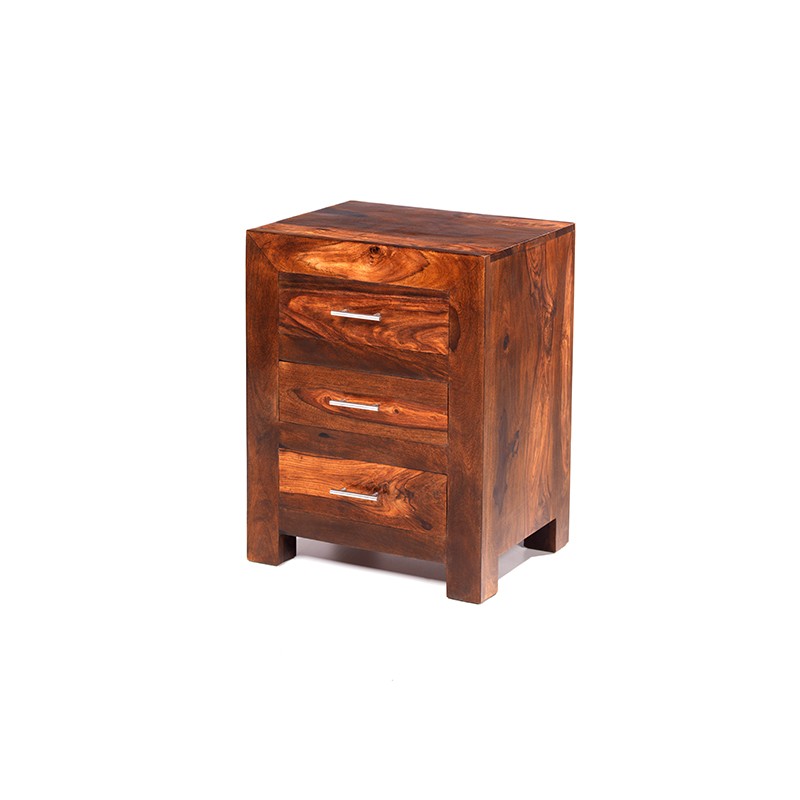 Cuba Sheesham 3 Drawer Bedside Cabinet