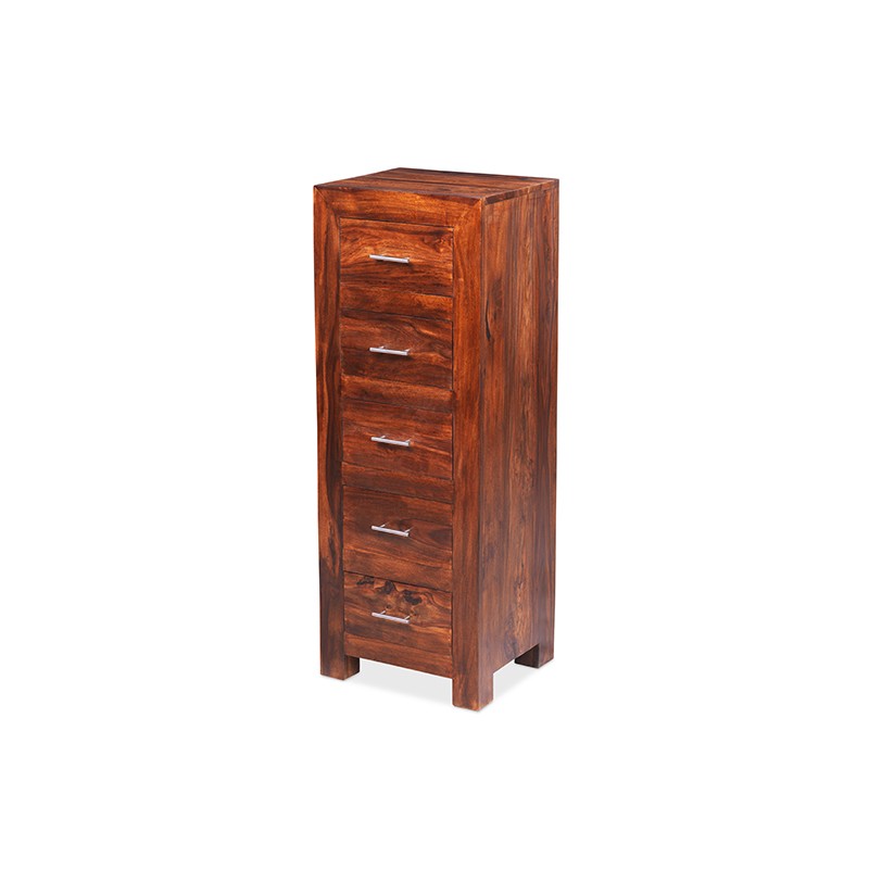 Cuba Sheesham 5 Drawer Tall Chest of Drawers