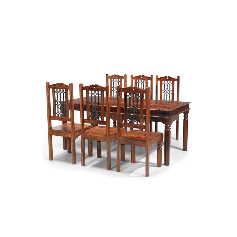Jali Sheesham 180 cm Thakat Dining Table and 6 Chairs