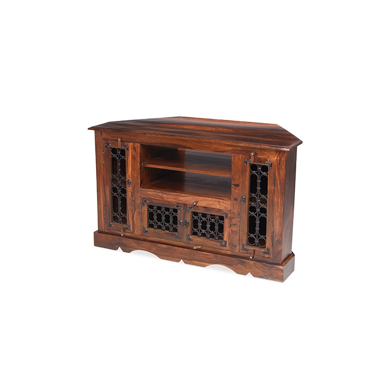 Jali Sheesham Corner TV Cabinet
