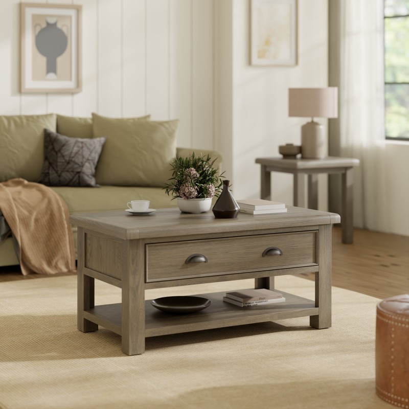 Stoneford Oak Coffee Table with 2 Drawers