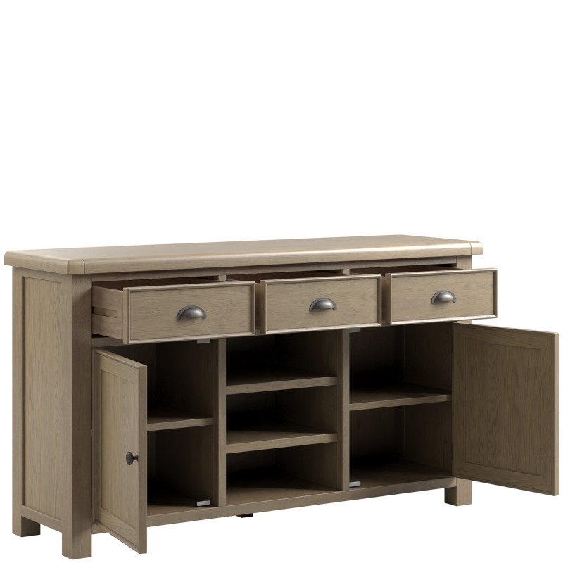 Stoneford Oak Large 2 Door, 6 Drawer Sideboard