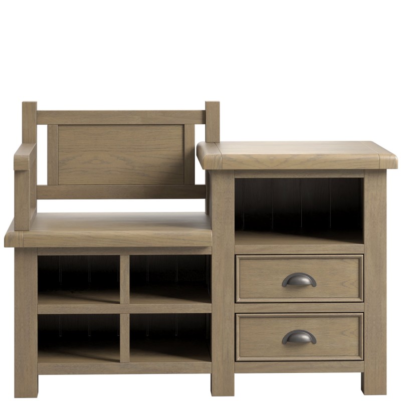 Stoneford Oak Hall Shoe Storage Bench