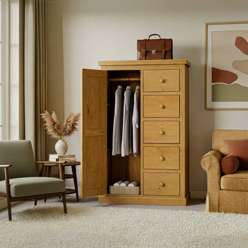 Chunky Pine Combination Wardrobe