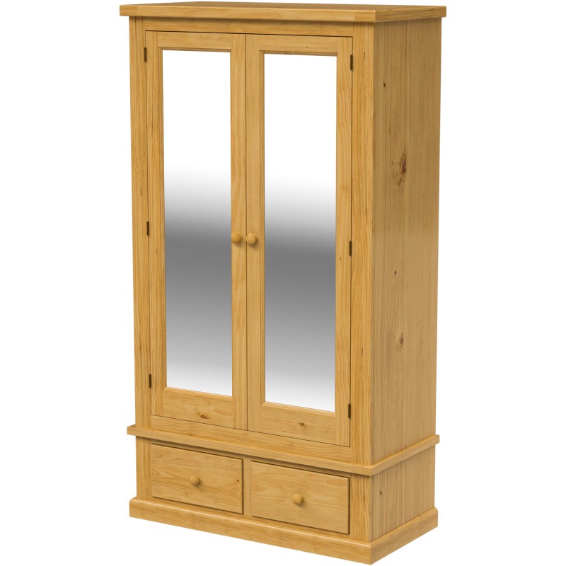 Chunky Pine Double Wardrobe with Mirrors