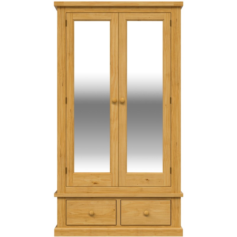 Chunky Pine Double Wardrobe with Mirrors