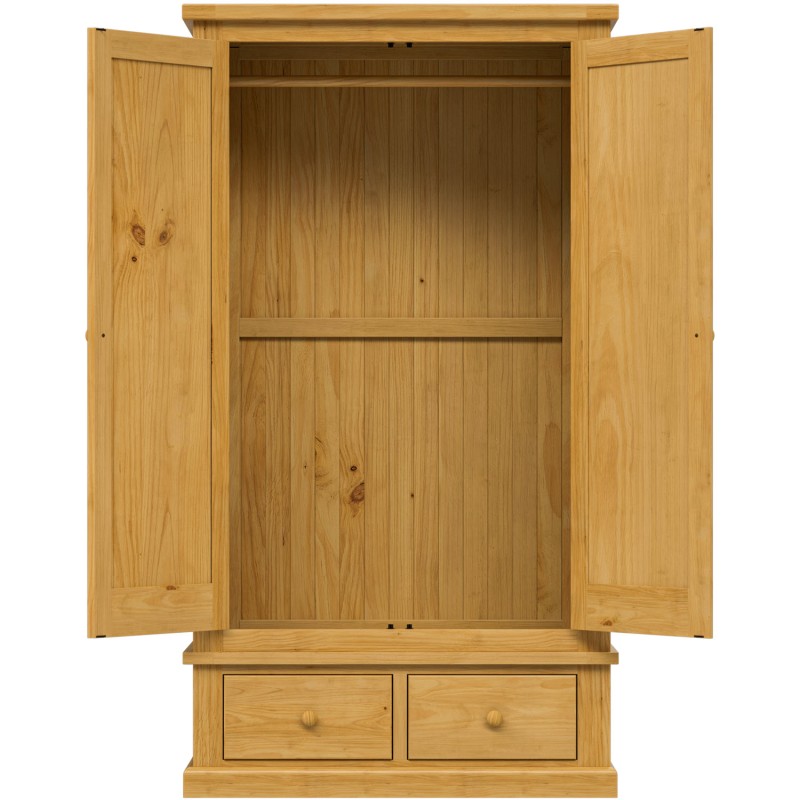 Chunky Pine Double Wardrobe with Mirrors