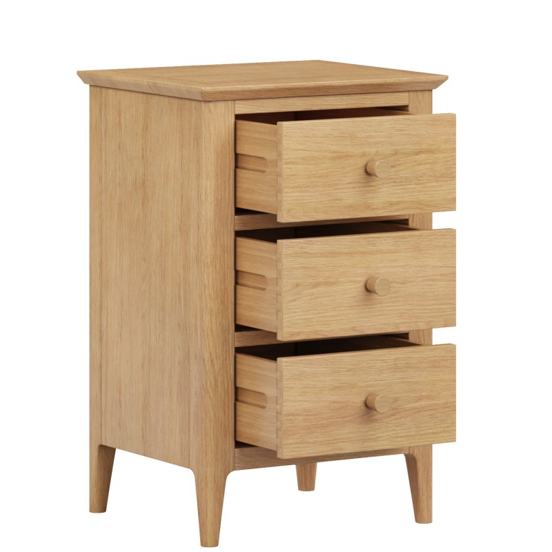 Danbury Oak 3 Drawer Bedside Cabinet