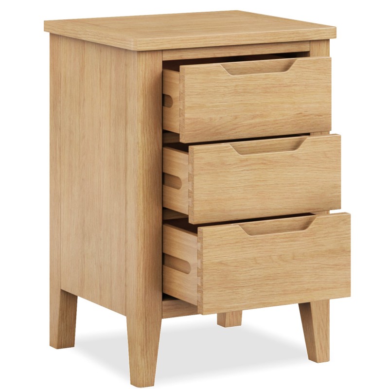 Harkus Oak 3 Drawer Bedside