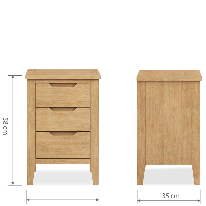Harkus Oak 3 Drawer Bedside