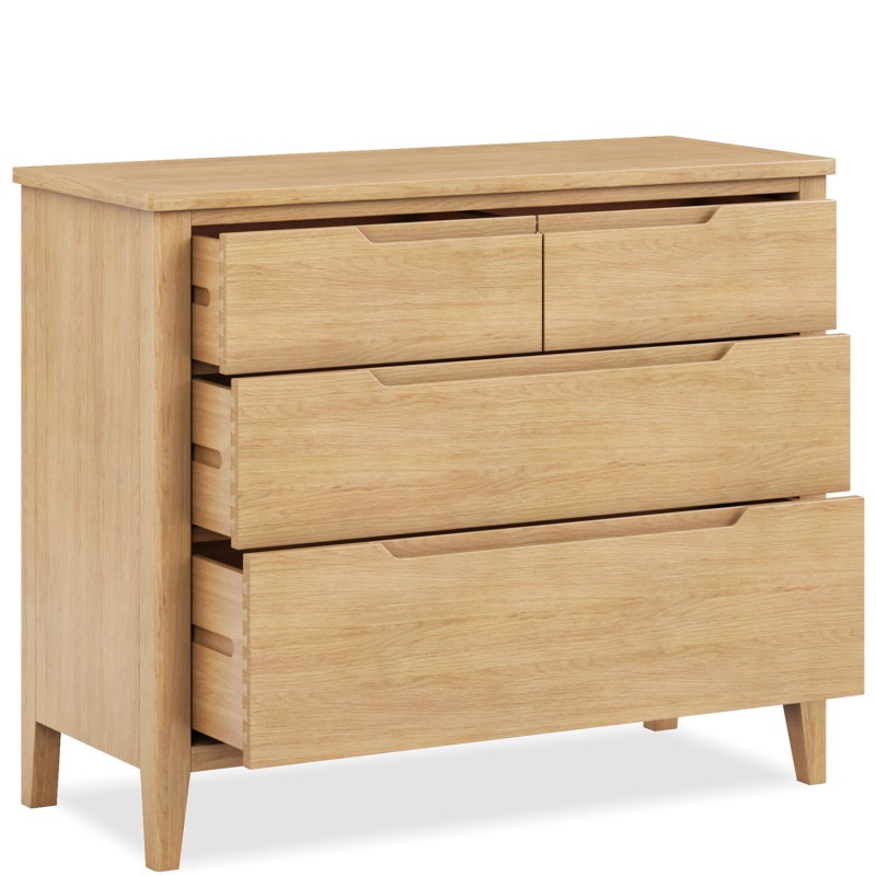 Harkus Oak 4 Drawer Wide Chest