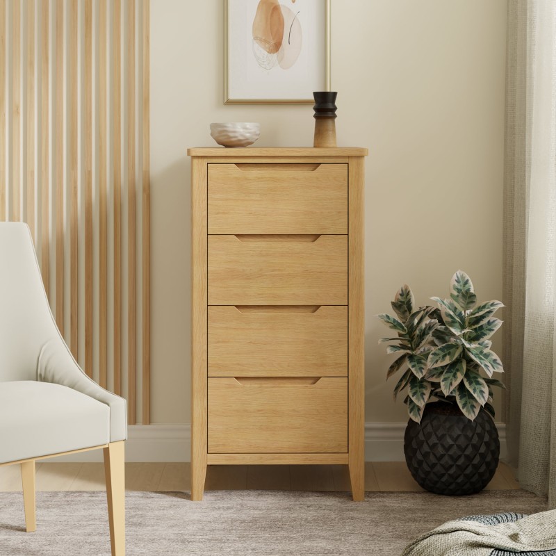 Harkus Oak 4 Drawer Tall Chest