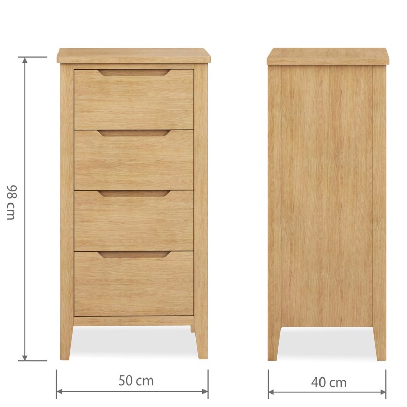 Harkus Oak 4 Drawer Tall Chest