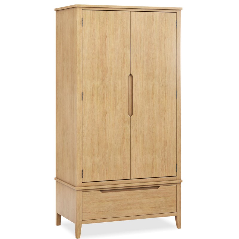 Harkus Oak Double Wardrobe With Drawer