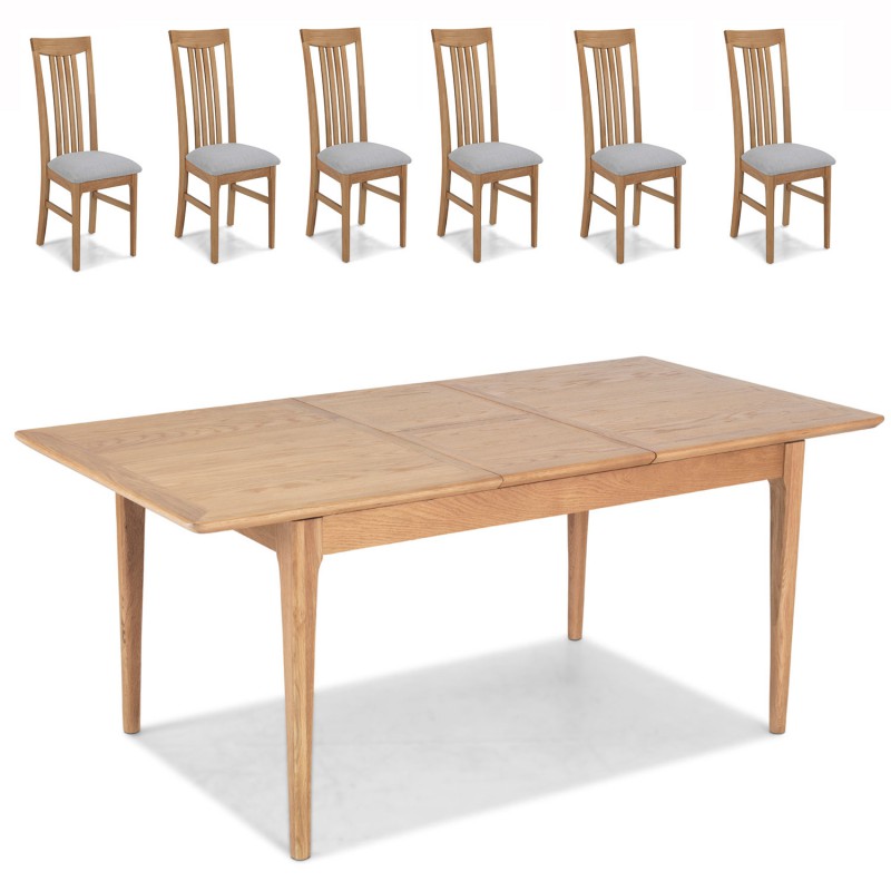 Enfield Oak Medium Extended Dining Table and 6 Chairs Lifestyle