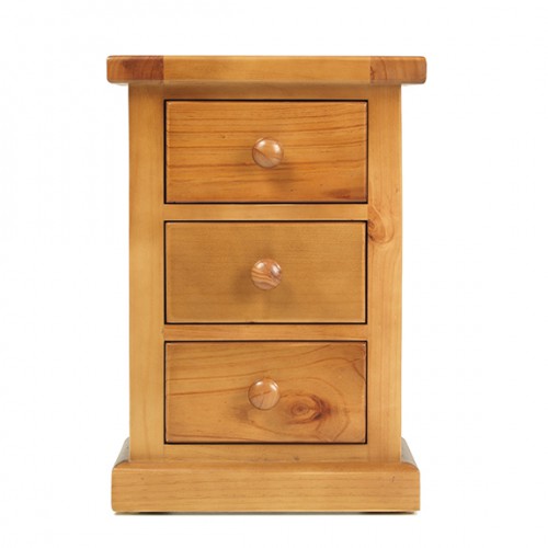 Chunky Pine 3 Drawer Bedside Cabinet