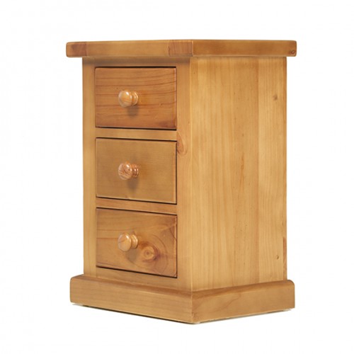 Chunky Pine 3 Drawer Bedside Cabinet