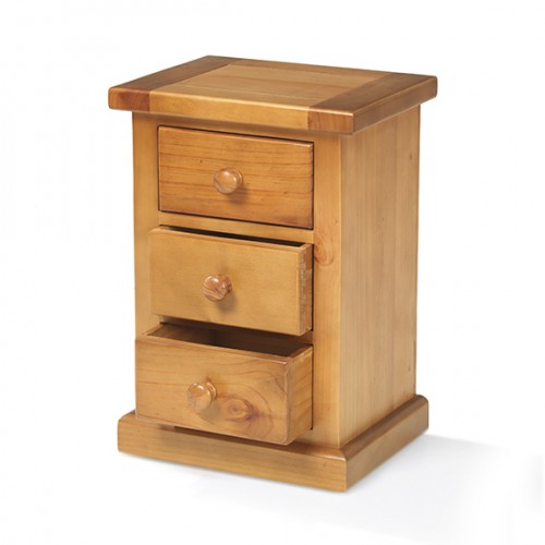 Chunky Pine 3 Drawer Bedside Cabinet