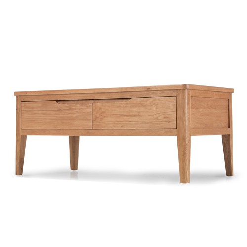 Cadley Oak Coffee Table with 4 Drawers Lifestyle Furniture UK