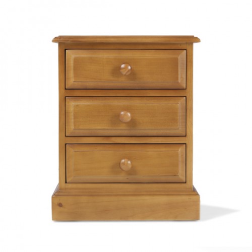 Country Pine 3 Drawer Bedside Cabinet